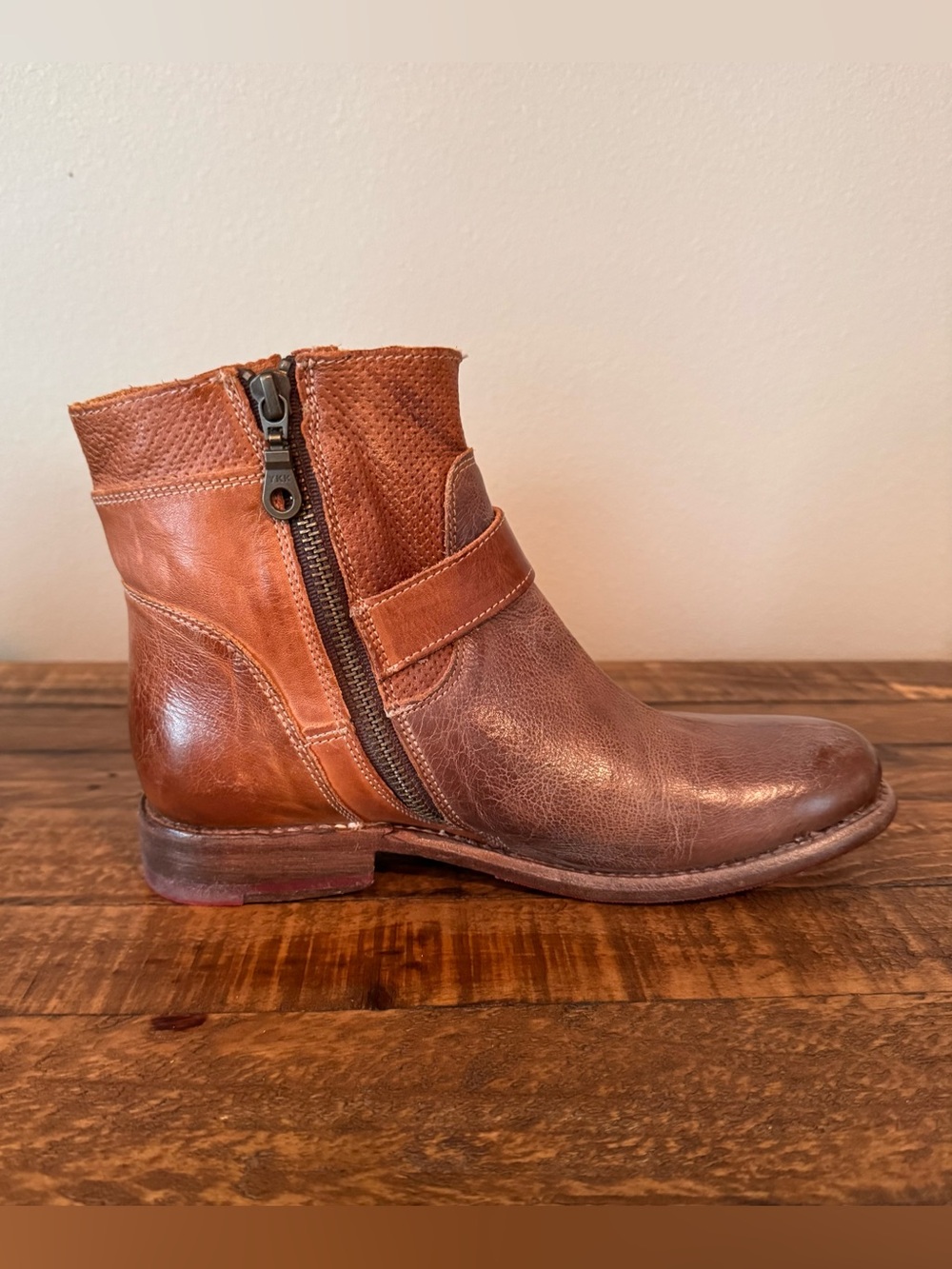 Bed Stu Becca Brown Leather Moto Ankle Boots with Buckle - Picture 6 of 13